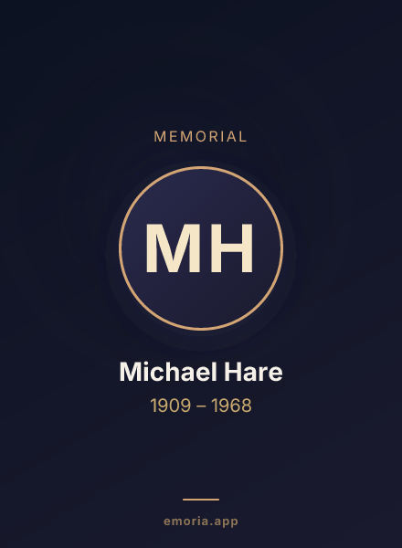 Memorial portrait of Michael Hare