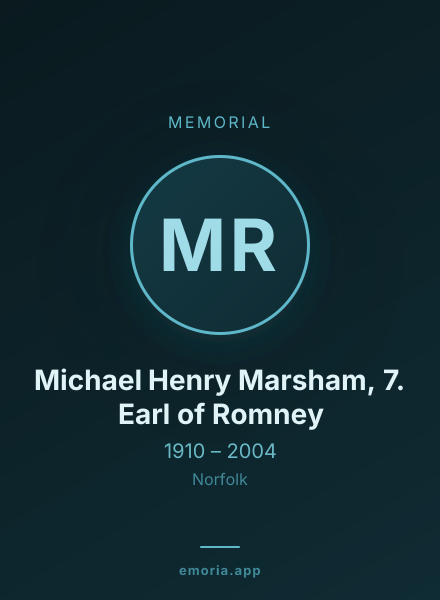 Memorial portrait of Michael Henry Marsham, 7. Earl of Romney