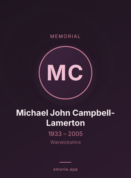 Memorial portrait of Michael John Campbell-Lamerton