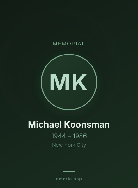 Memorial portrait of Michael Koonsman