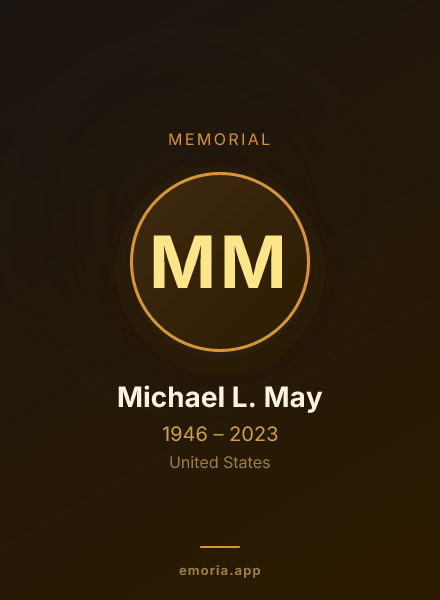 Memorial portrait of Michael L. May