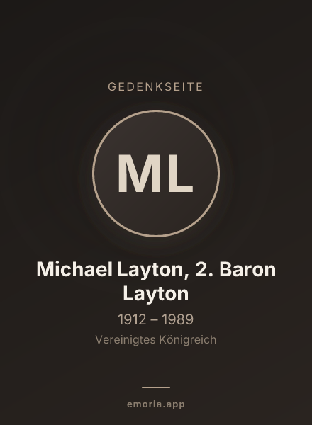 Gedenkportrait von Michael Layton, 2. Baron Layton