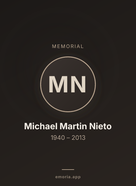 Memorial portrait of Michael Martin Nieto