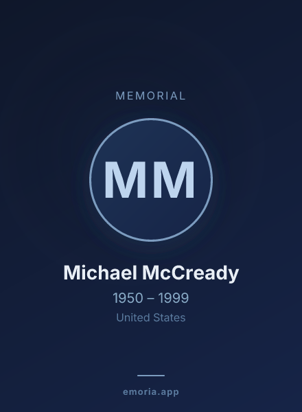 Memorial portrait of Michael McCready