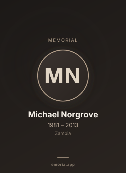 Memorial portrait of Michael Norgrove