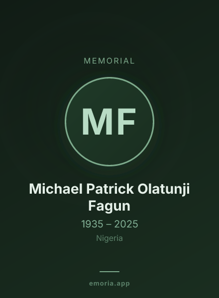 Memorial portrait of Michael Patrick Olatunji Fagun