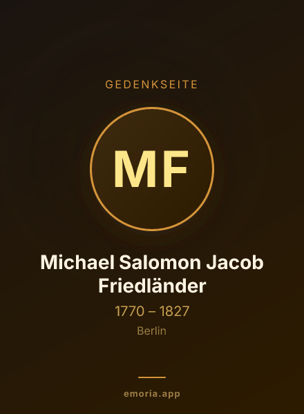 Gedenkportrait von Michael Salomon Jacob Friedländer