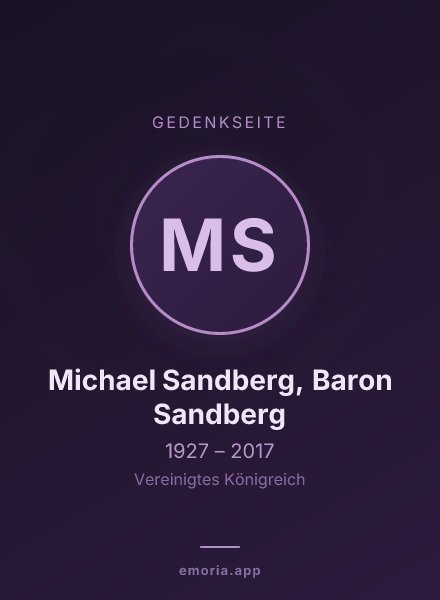 Gedenkportrait von Michael Sandberg, Baron Sandberg