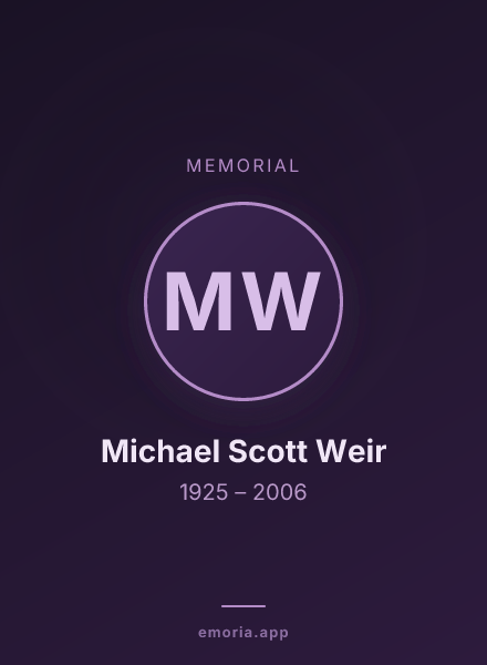 Memorial portrait of Michael Scott Weir
