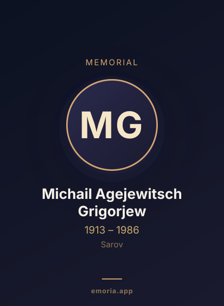 Memorial portrait of Michail Agejewitsch Grigorjew