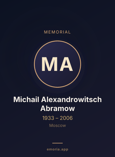 Memorial portrait of Michail Alexandrowitsch Abramow