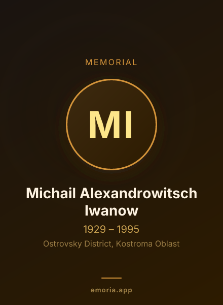 Memorial portrait of Michail Alexandrowitsch Iwanow