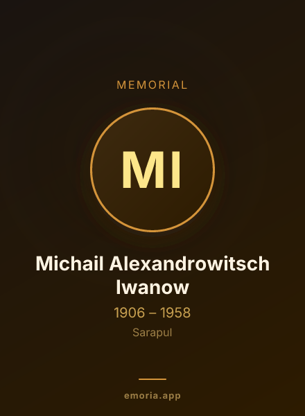 Memorial portrait of Michail Alexandrowitsch Iwanow