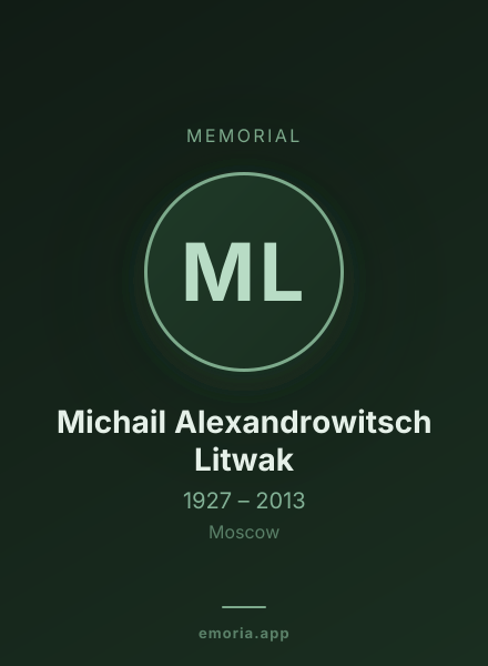 Memorial portrait of Michail Alexandrowitsch Litwak