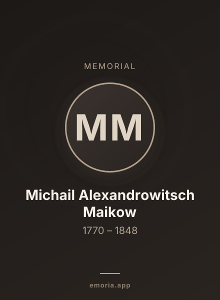 Memorial portrait of Michail Alexandrowitsch Maikow