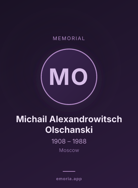 Memorial portrait of Michail Alexandrowitsch Olschanski