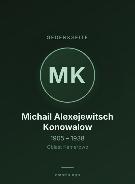 Gedenkportrait von Michail Alexejewitsch Konowalow