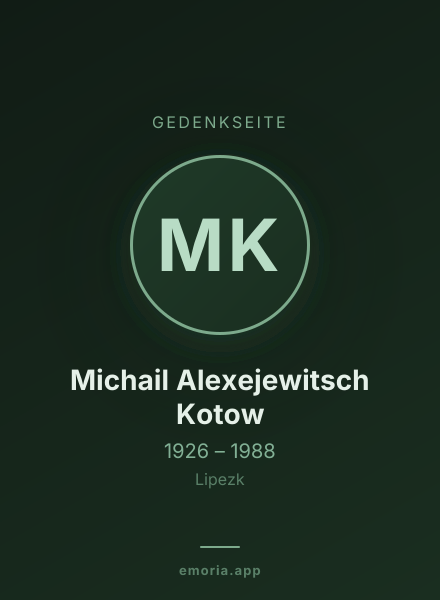 Gedenkportrait von Michail Alexejewitsch Kotow