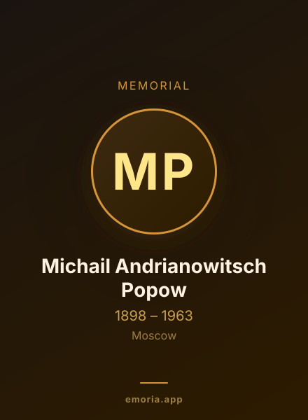 Memorial portrait of Michail Andrianowitsch Popow