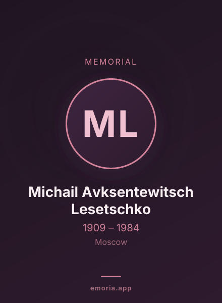 Memorial portrait of Michail Avksentewitsch Lesetschko
