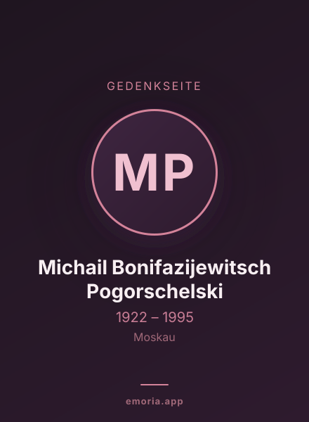 Gedenkportrait von Michail Bonifazijewitsch Pogorschelski
