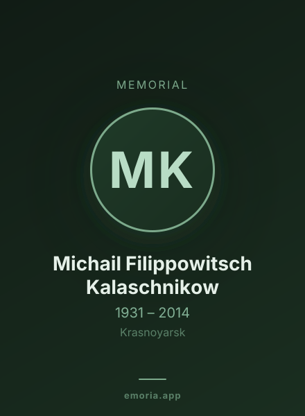 Memorial portrait of Michail Filippowitsch Kalaschnikow