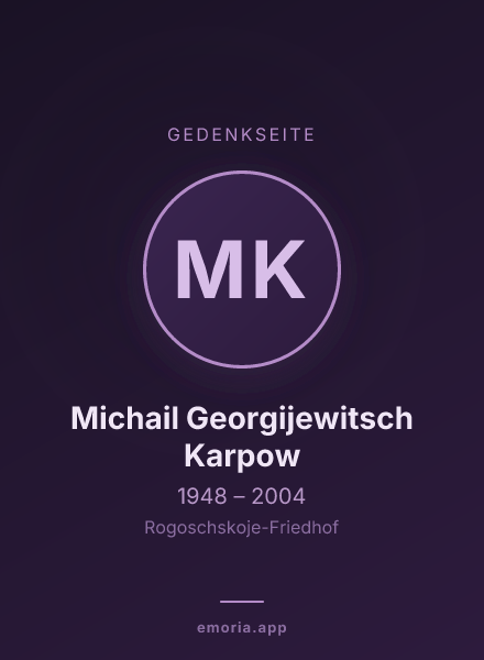 Gedenkportrait von Michail Georgijewitsch Karpow
