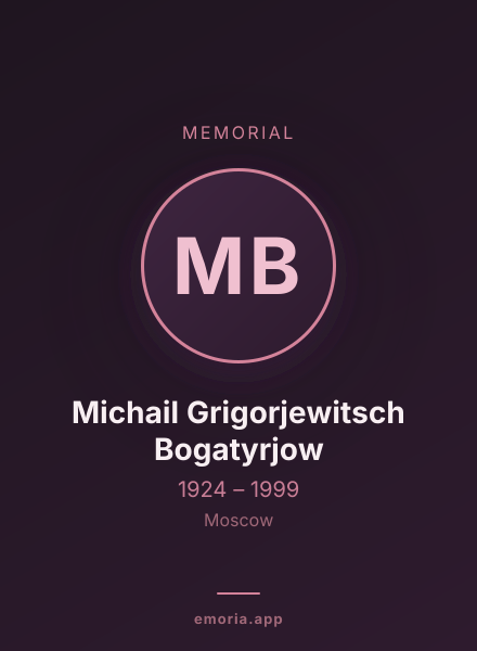 Memorial portrait of Michail Grigorjewitsch Bogatyrjow