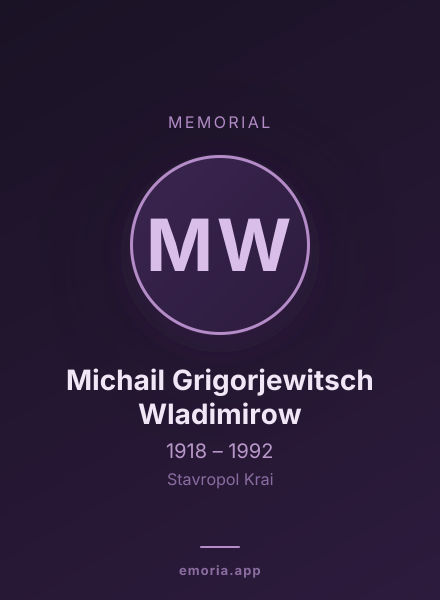 Memorial portrait of Michail Grigorjewitsch Wladimirow