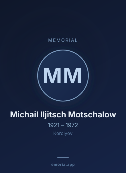 Memorial portrait of Michail Iljitsch Motschalow