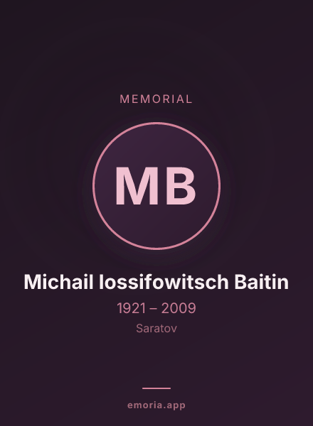 Memorial portrait of Michail Iossifowitsch Baitin