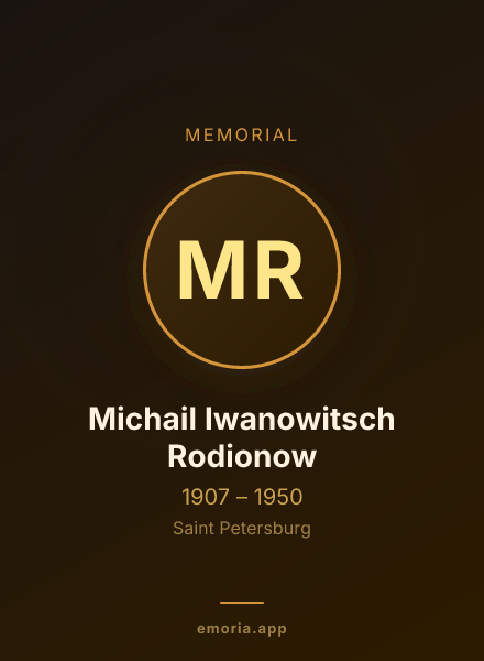 Memorial portrait of Michail Iwanowitsch Rodionow