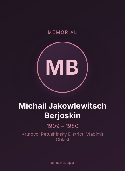 Memorial portrait of Michail Jakowlewitsch Berjoskin