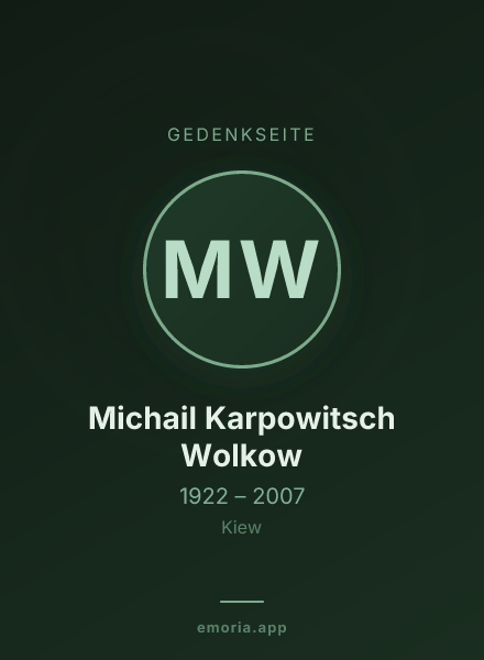 Gedenkportrait von Michail Karpowitsch Wolkow