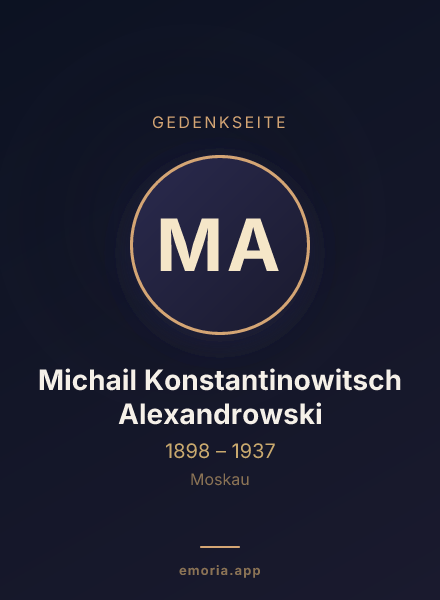 Gedenkportrait von Michail Konstantinowitsch Alexandrowski