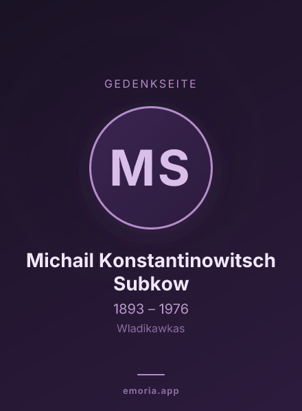 Gedenkportrait von Michail Konstantinowitsch Subkow