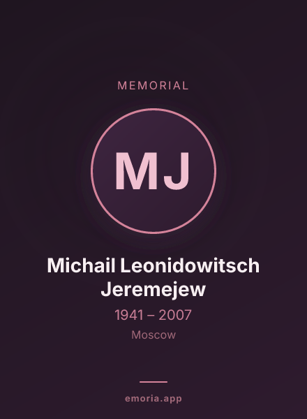 Memorial portrait of Michail Leonidowitsch Jeremejew