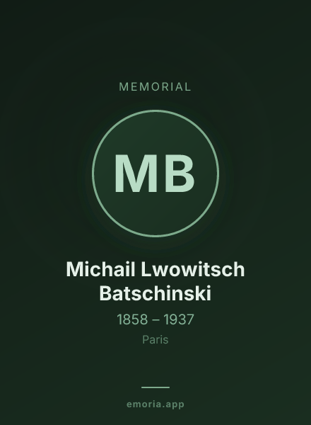 Memorial portrait of Michail Lwowitsch Batschinski