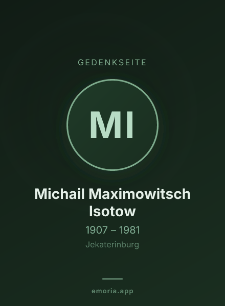 Gedenkportrait von Michail Maximowitsch Isotow