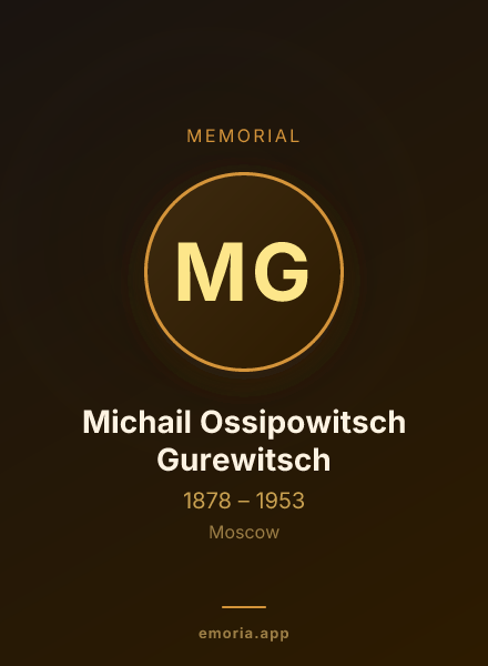 Memorial portrait of Michail Ossipowitsch Gurewitsch