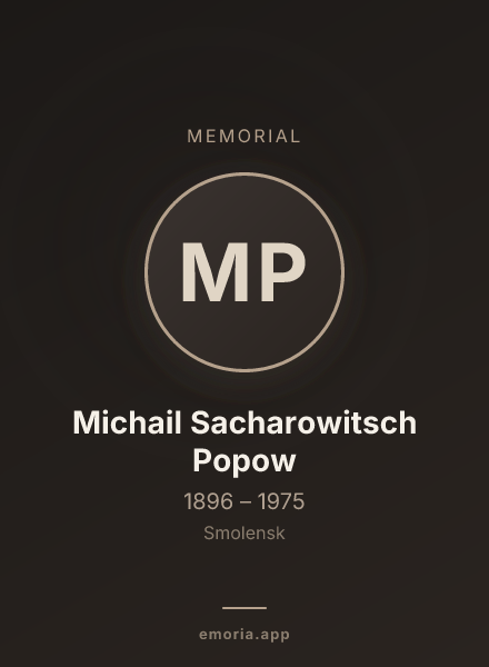 Memorial portrait of Michail Sacharowitsch Popow