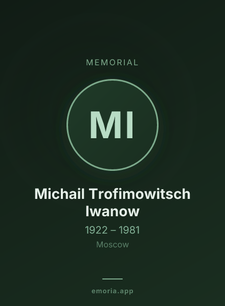 Memorial portrait of Michail Trofimowitsch Iwanow