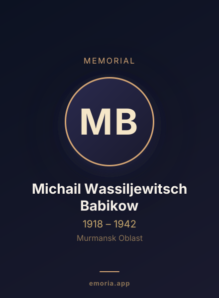 Memorial portrait of Michail Wassiljewitsch Babikow