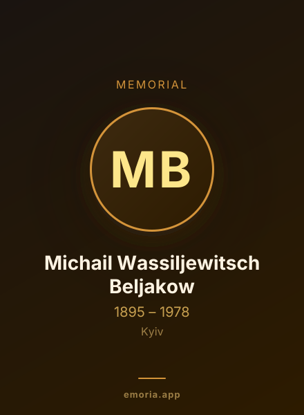 Memorial portrait of Michail Wassiljewitsch Beljakow