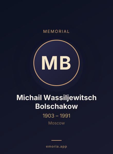 Memorial portrait of Michail Wassiljewitsch Bolschakow