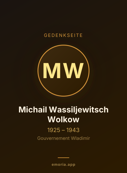 Gedenkportrait von Michail Wassiljewitsch Wolkow