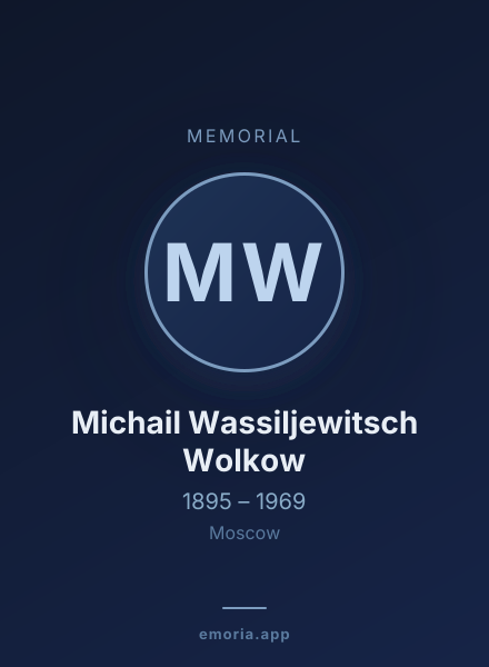 Memorial portrait of Michail Wassiljewitsch Wolkow
