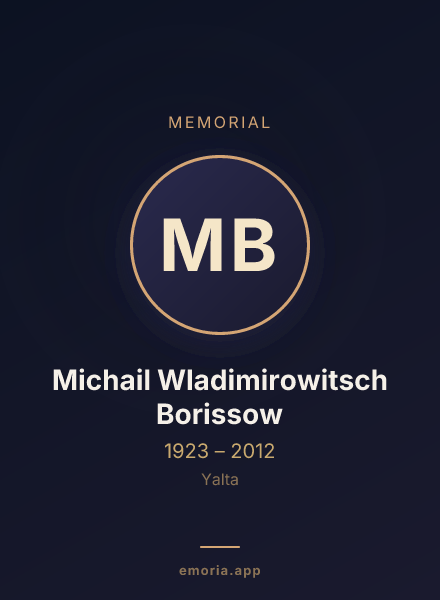 Memorial portrait of Michail Wladimirowitsch Borissow