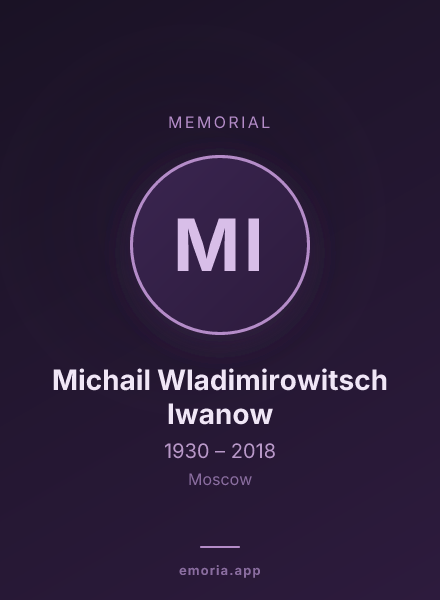 Memorial portrait of Michail Wladimirowitsch Iwanow