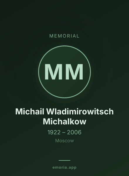 Memorial portrait of Michail Wladimirowitsch Michalkow